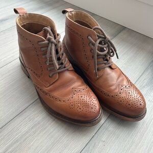 Classic Brown Leather Brogue Boots
